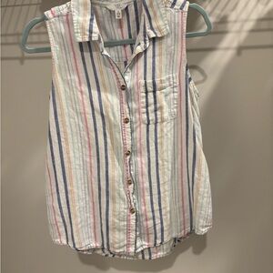 Time and Tru Multicolor Striped Tank Top